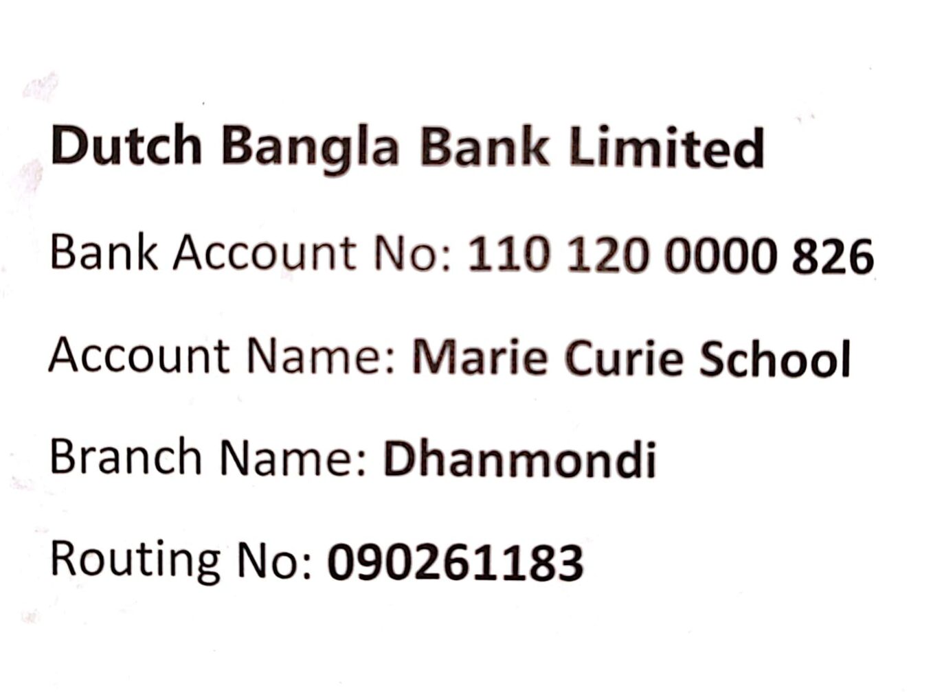 Mcs Bank Mcs-bank-dbbl - Marie Curie School